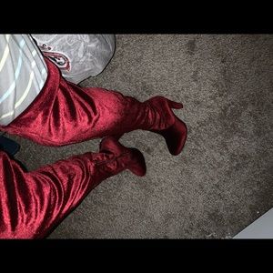 Beautiful thigh high velvet heels